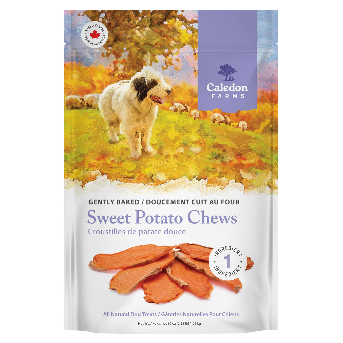 Caledon Farms sweet potato dog chews bag, 1.02 kg