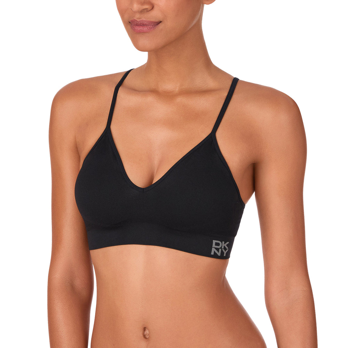 DKNY Women's Seamless Bra, 2-pack, black and sand