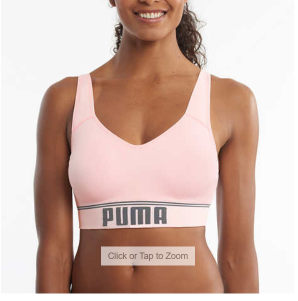 Puma Sports Bra 2 Pack, Moisture Wicking, Removable Cups, Tag-Free S, M,  XL