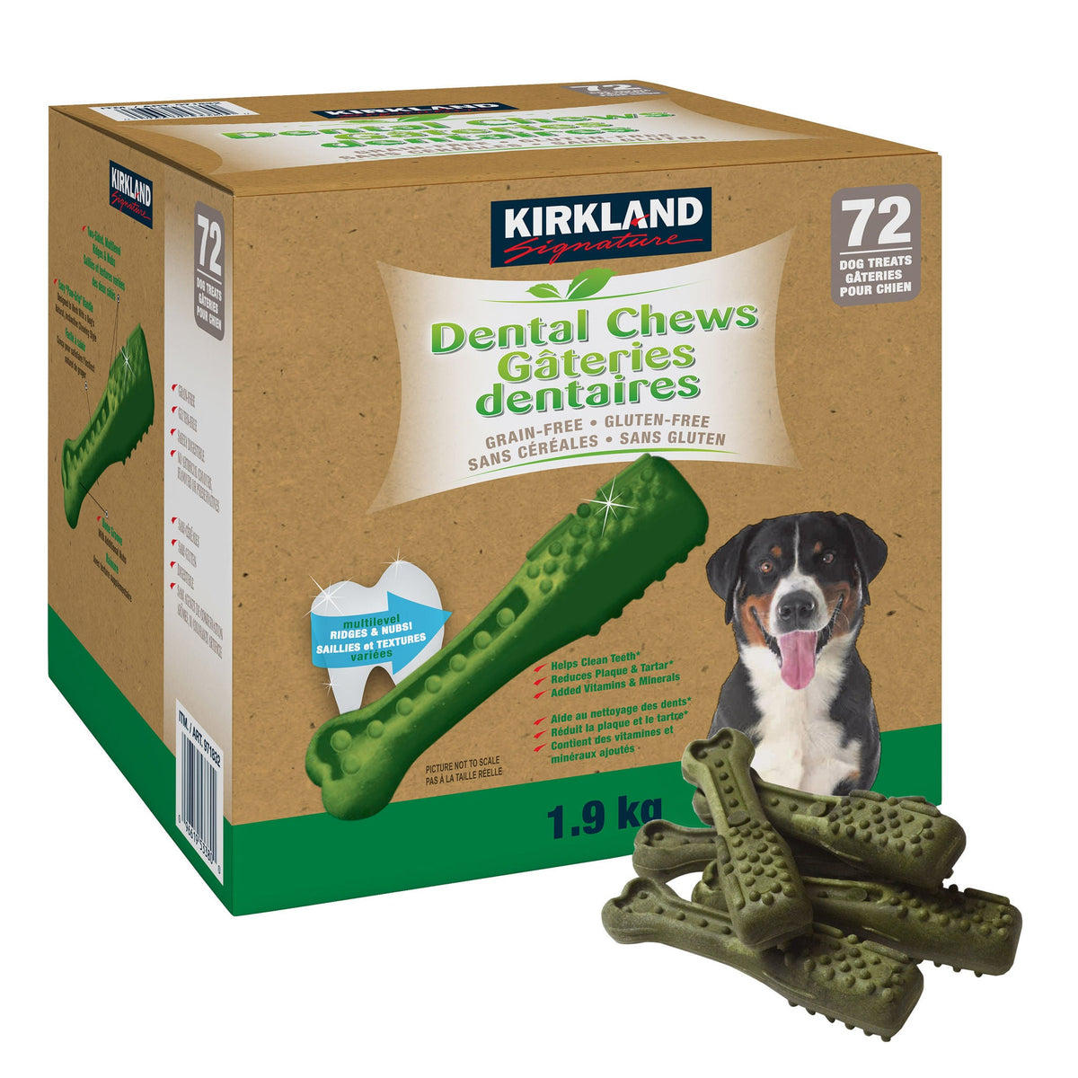 Kirkland Signature grain-free dental chews for dogs, 72-count bag