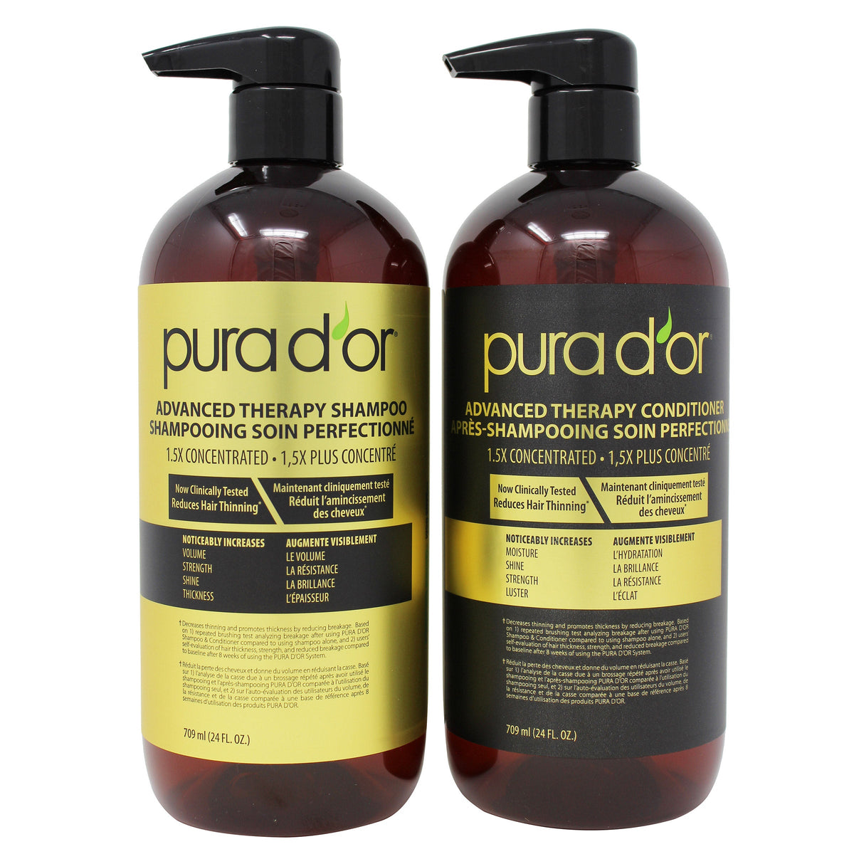 Pura D'or Advanced Therapy Shampoo and Conditioner, 2 x 709 mL bottles