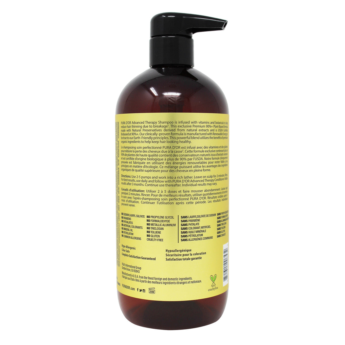 Pura D'or Advanced Therapy Shampoo back label