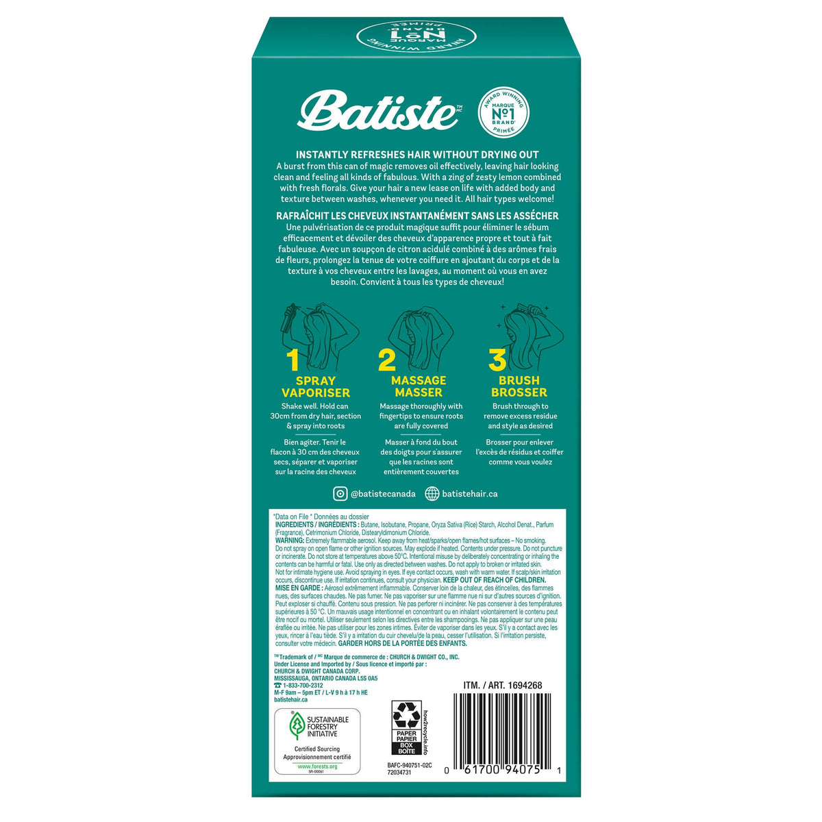 Batiste Dry Shampoo Original twin pack, back