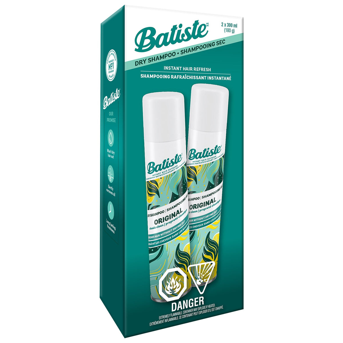 Batiste Dry Shampoo Original twin pack, angled
