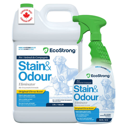 EcoStrong Pet Stain and Odour Eliminator 1 gallon refill and 32 oz spray bottle