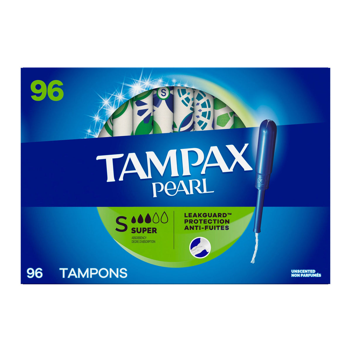 Tampax Pearl Super tampons 96 count box