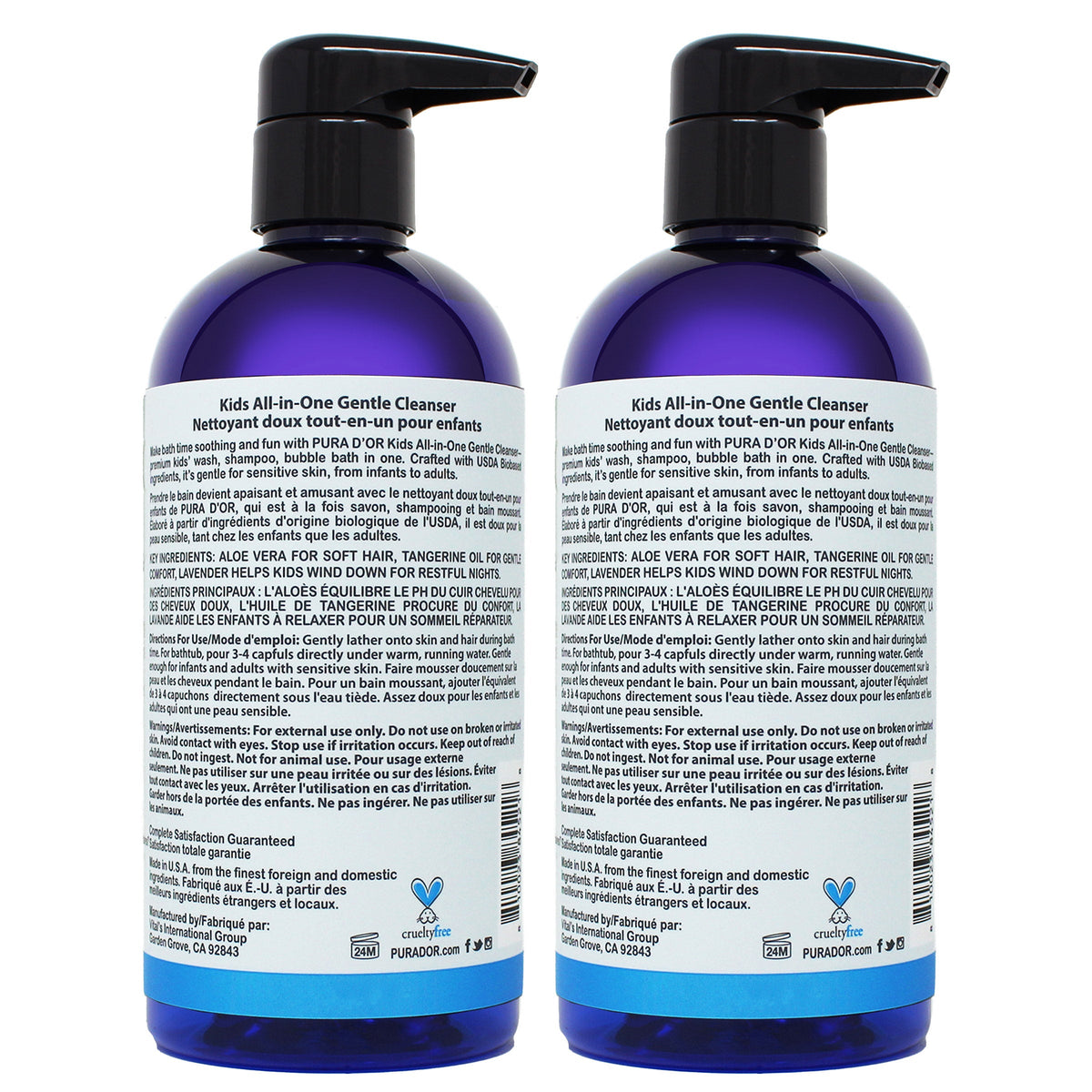 Pura D'or Kids cleanser ingredients label