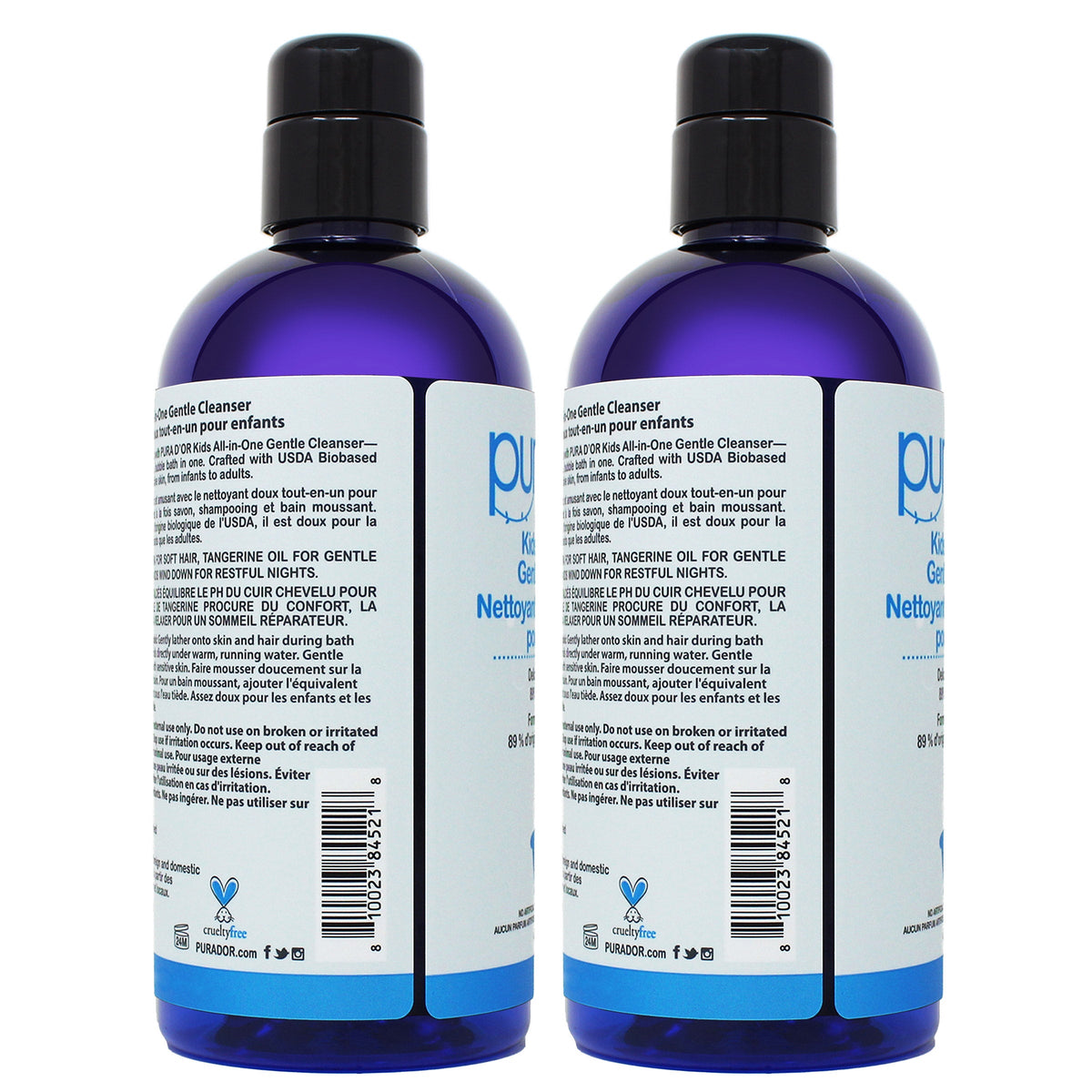 Pura D'or Kids cleanser side labels