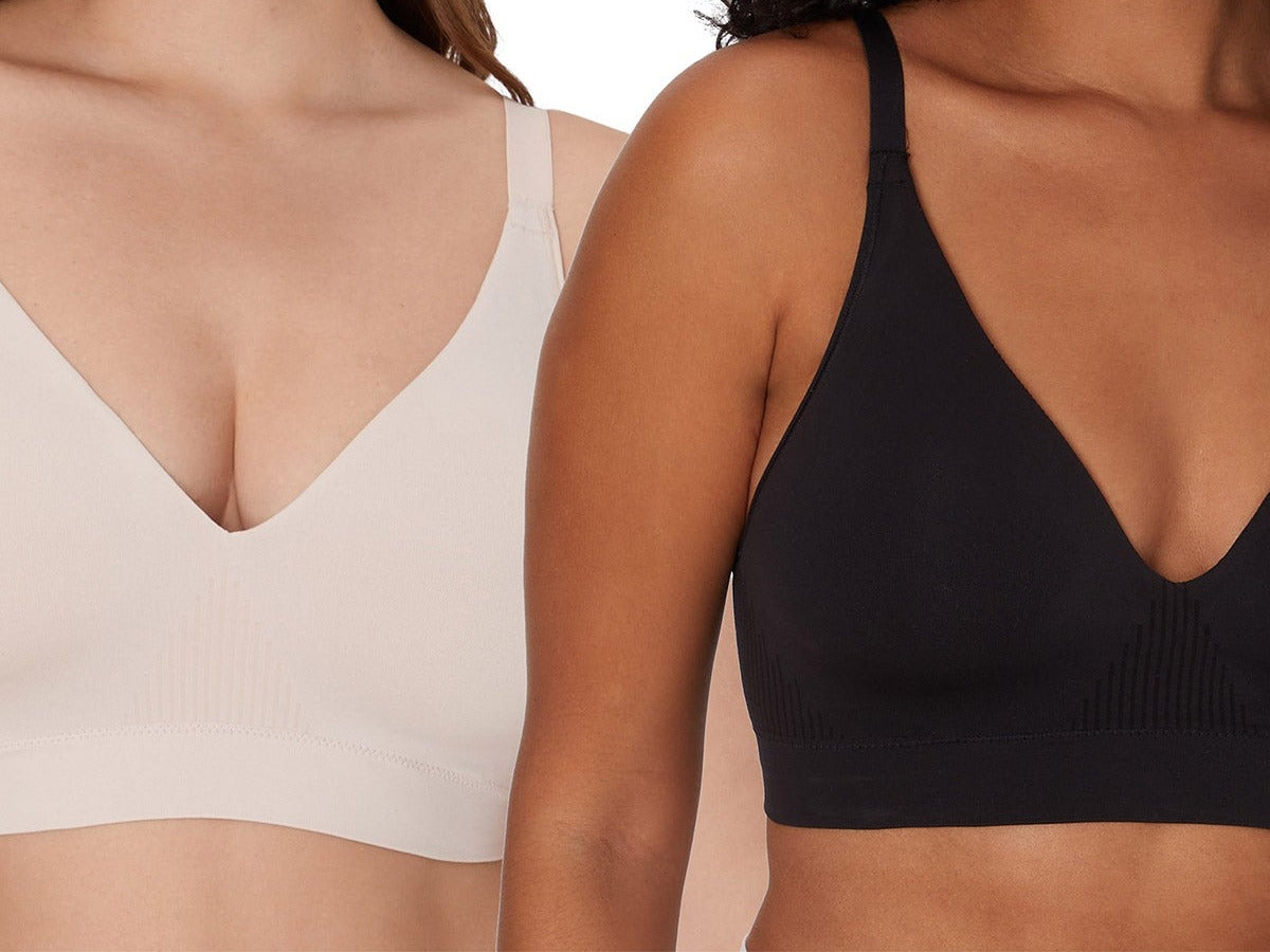 Bali Comfort Revolution seamless wireless bra 2-pack, black and sandshell