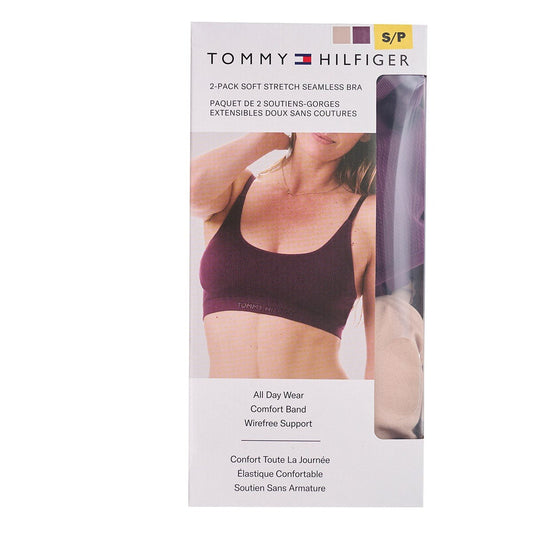 Tommy Hilfiger women's seamless bra 2-pack in purple and nude
