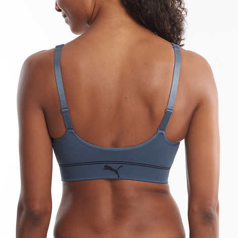 PUMA WOMEN'S CONVERTIBLE SEAMLESS 2 PACK SPORTS BRA( WHITE/BLUE, X-LARGE)  NWT